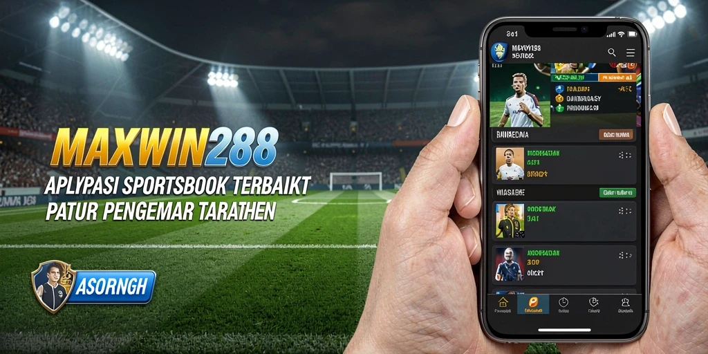 Tampilan utama aplikasi MAXWIN288 dengan fitur taruhan olahraga.