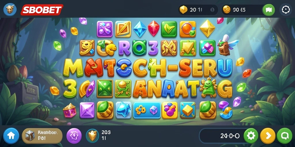 Screenshot dari gameplay <strong>SBOBET</strong> yang menampilkan aksi Match-3 yang dinamis.