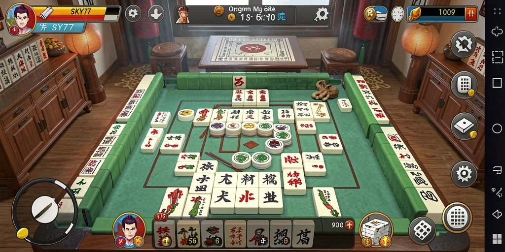 Tampilan gameplay <strong>SKY77</strong> yang seru dan menantang dalam permainan Mahjong.