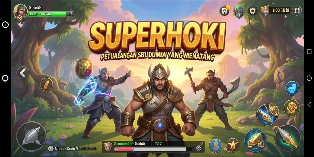 Tampilan gameplay seru di SUPERHOKI dengan petualangan menarik.
